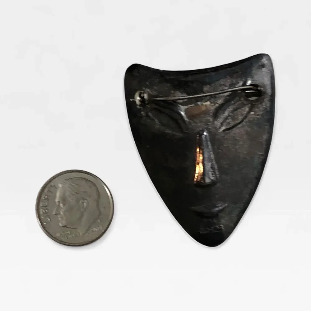 Stamped Sterling Silver 925 Mask Brooch